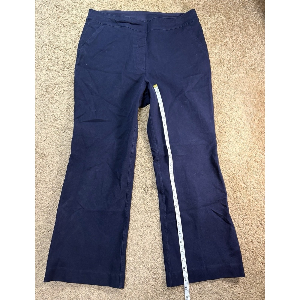 Spanx Polished Kick Flare Pants Women Large Navy Stretch Slash Pockets - Picture 9 of 10